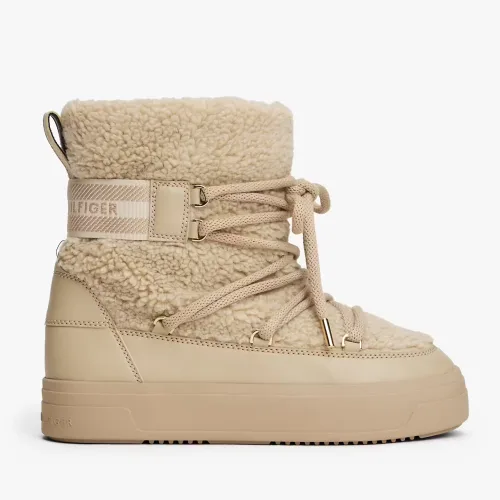 Tommy Hilfiger Faux Shearling Snow Boots Sandalwood