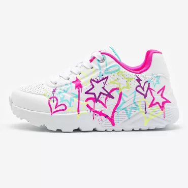 Obutev Skechers v beli barvi s potiskom